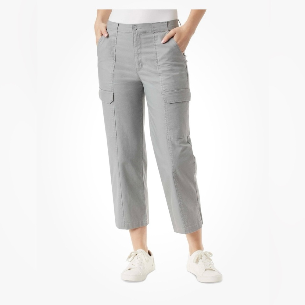 BASS OUTDOOR Canvas Cargo Pants Women's SIZE 10 Cropped 30”x24” Gray Cotton